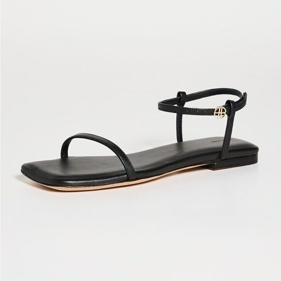 Anine Bing Invisible Flat Sandal Black Leather - Picture 8 of 16